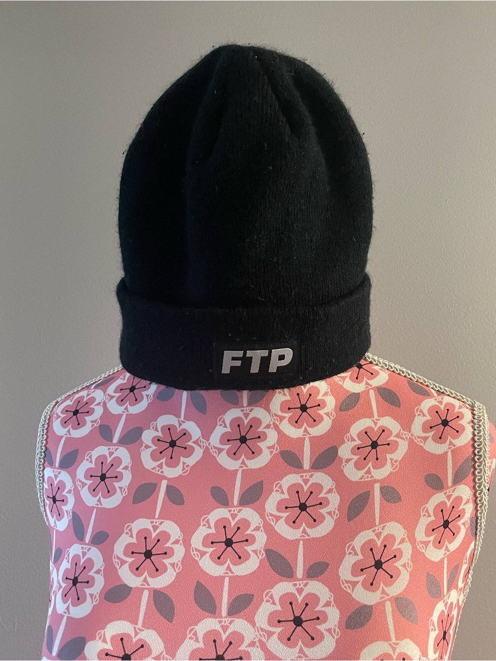 FTP Black Knit Beanie with White Logo - Kids